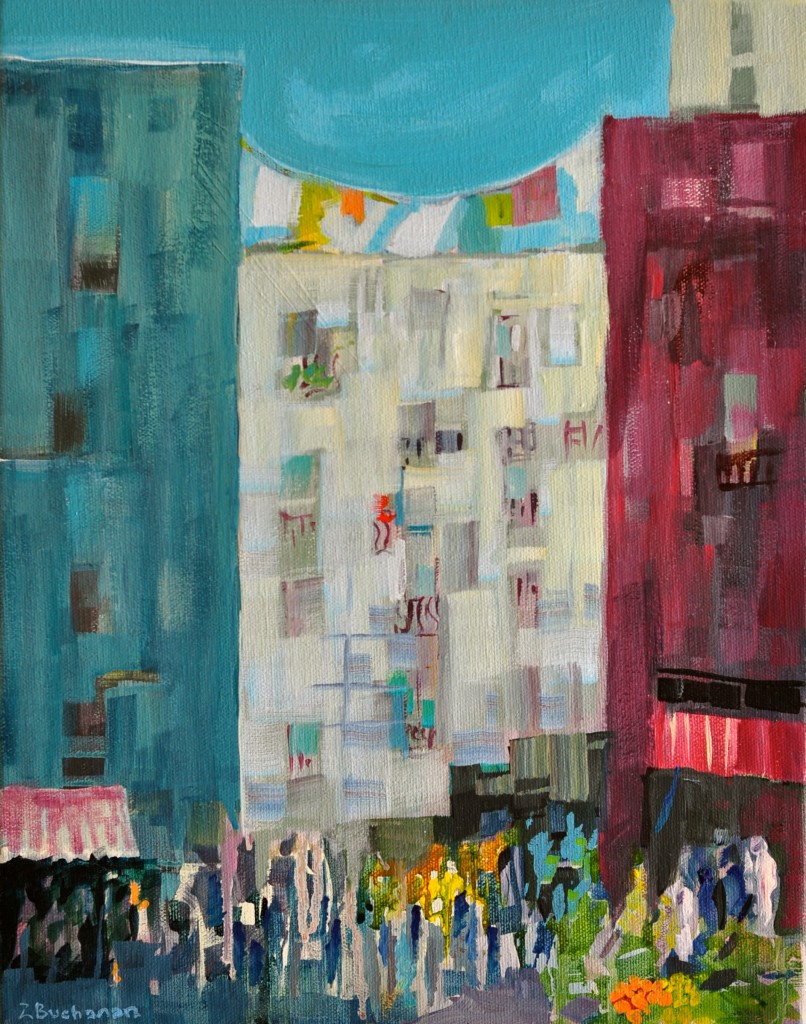 Moroccan Metropolis - acrylic on canvas by Zora Buchanan