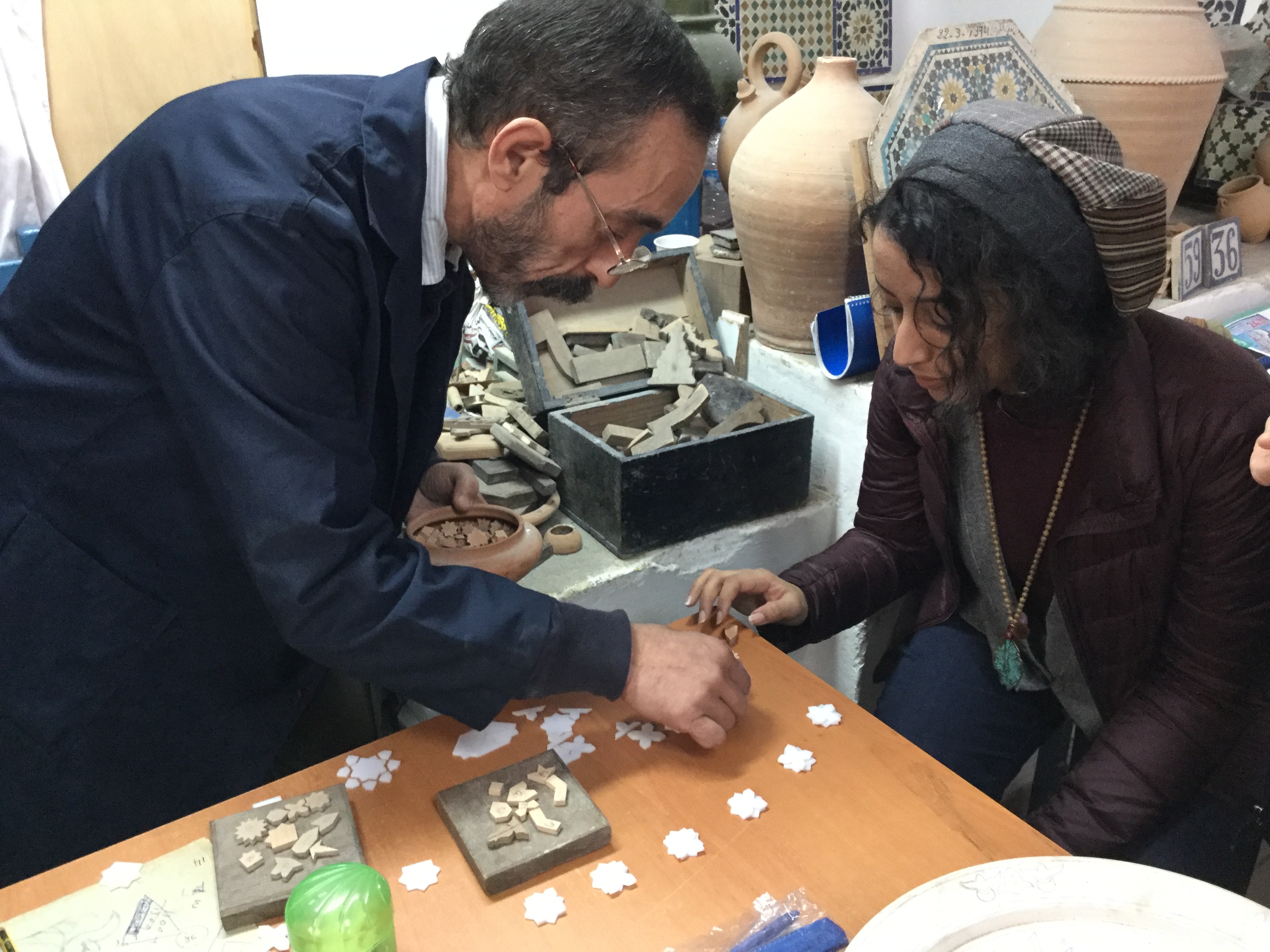 Tamadher Al Fahal with Ali, master tile artisan